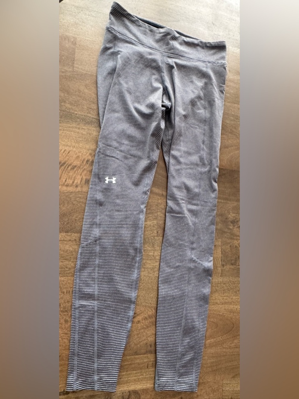 Under Armour Gray & White Micro-Striped Performance Leggings